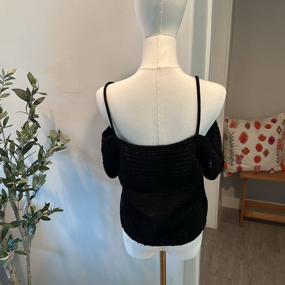 VINCE Open Shoulder Organic Cotton Crochet Tank New! - Picture 7 of 13
